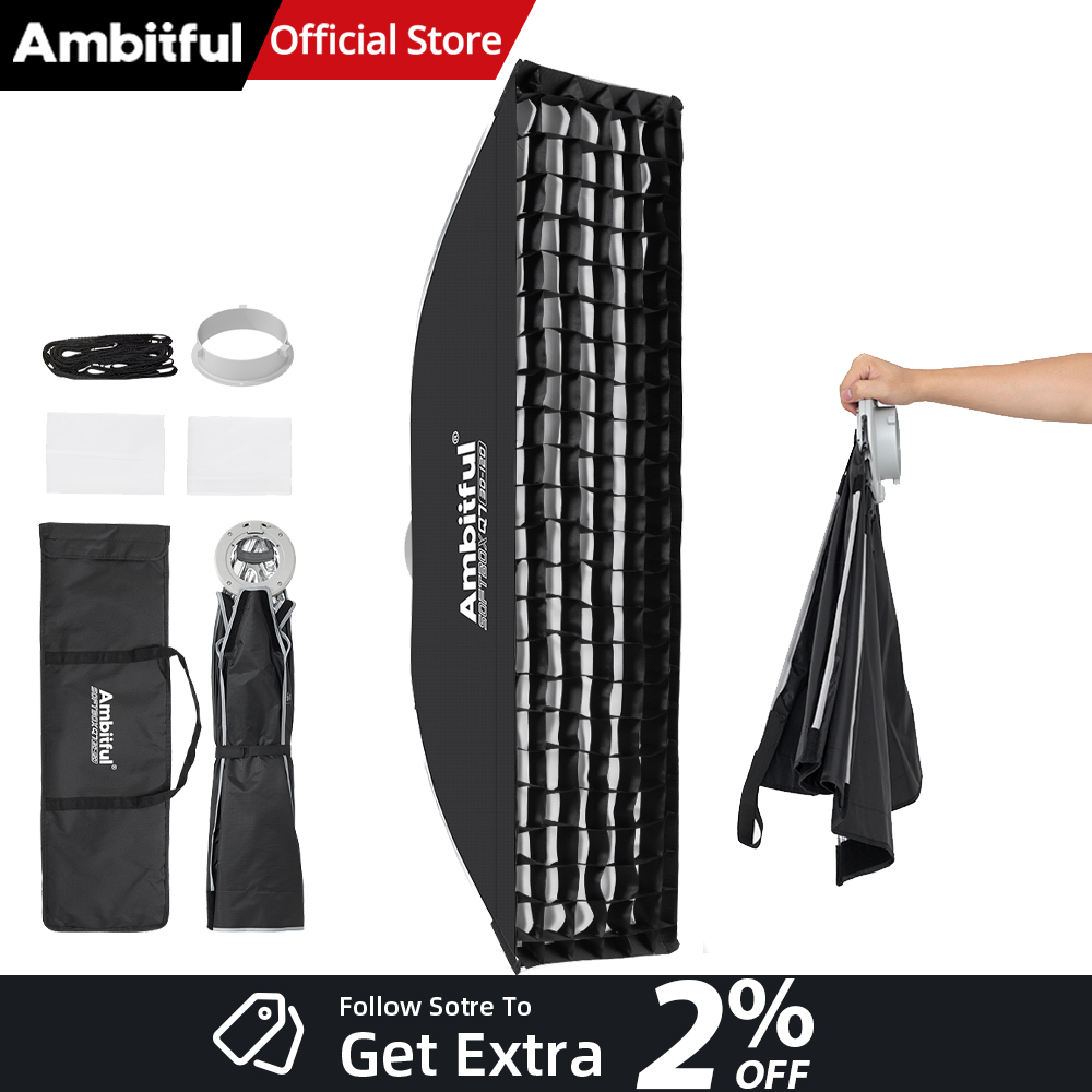Photography Lighting Grid - AMBITFUL Q7-II 30*120cm Softbox Retangular com