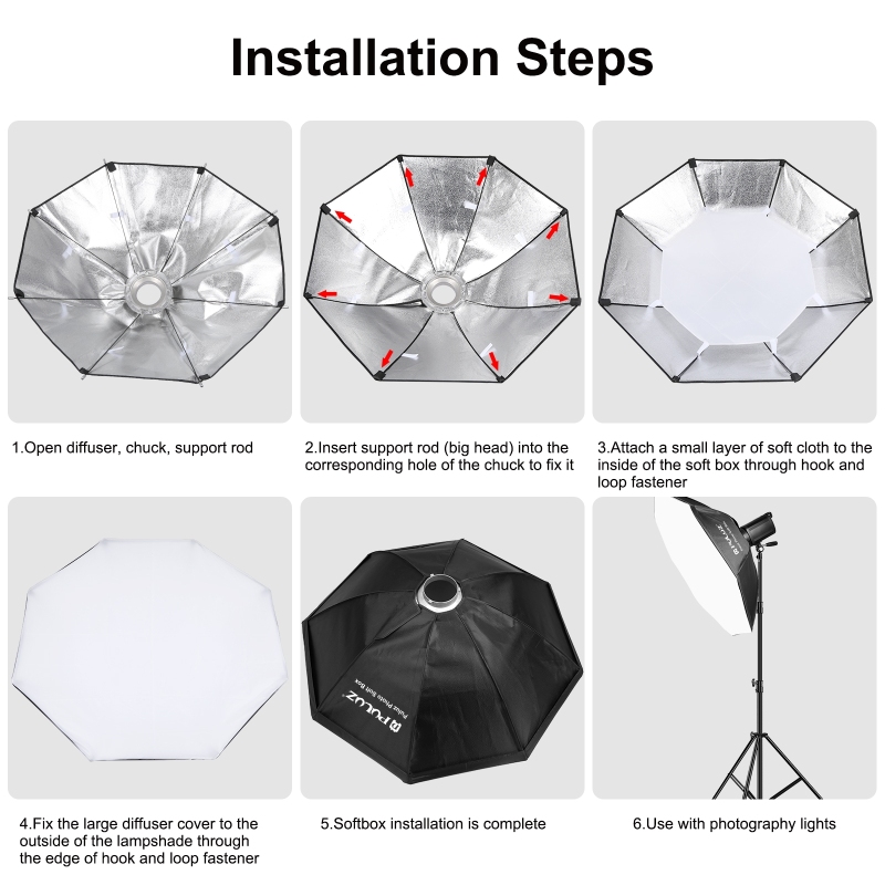 Puluz-softbox octagon para fot - Photography Lighting Softbox avaliação e preço